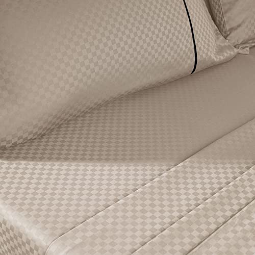 Spread Spain Oxford Cotton 400 Thread Count Soft Comfort Modern Design Bedsheets for Single Bed Size Flat Sheet with 1 Pillow Covers (60'' x 90'' inch Taupe) - Image 4