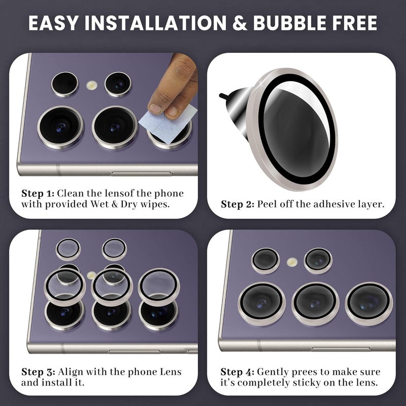 FIRST MART Camera Lens Protector for Samsung Galaxy S24 Ultra (6.8 Inches) Tough HD Individual Aluminum Alloy Lens Rings Cover, Scratch Resistant, Thin Lens Protection| Silver, 1 Pack - Image 5