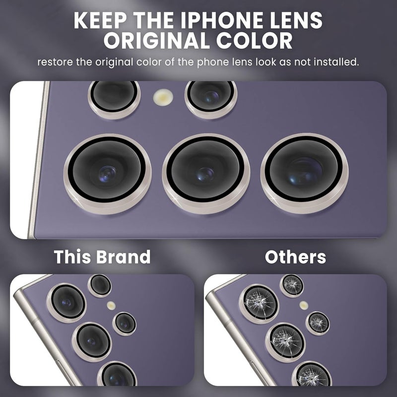 FIRST MART Camera Lens Protector for Samsung Galaxy S24 Ultra (6.8 Inches) Tough HD Individual Aluminum Alloy Lens Rings Cover, Scratch Resistant, Thin Lens Protection| Silver, 1 Pack - Image 3