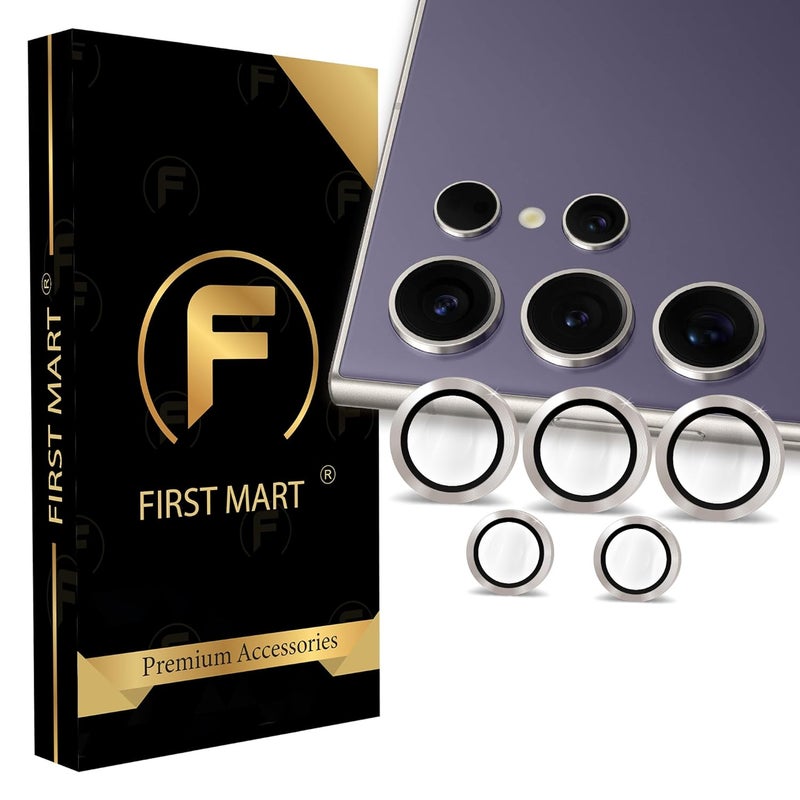 FIRST MART Camera Lens Protector for Samsung Galaxy S24 Ultra (6.8 Inches) Tough HD Individual Aluminum Alloy Lens Rings Cover, Scratch Resistant, Thin Lens Protection| Silver, 1 Pack - Image 1