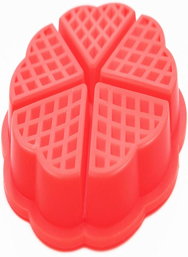 MORLIFE 5pcs Waffle Heart Shaped Non-Stick Silicon Chocolate Mold, Cake Mold, Jelly, and Ice Tray Baking Mold Red 17.5 cm Diameter x 1.5 cm High