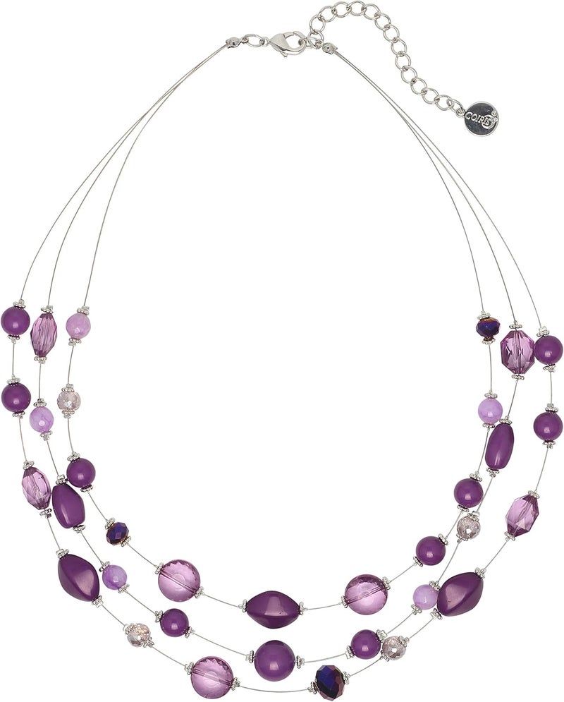 Coiris 3 Layers Illusion Wire Beaded Statement 19.5" Necklace for Women - Image 1