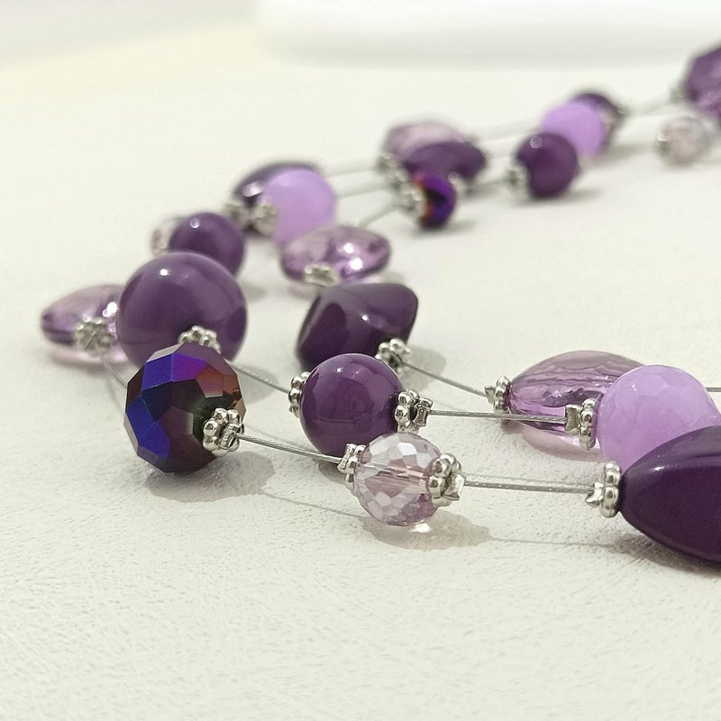 Coiris 3 Layers Illusion Wire Beaded Statement 19.5" Necklace for Women - Image 4