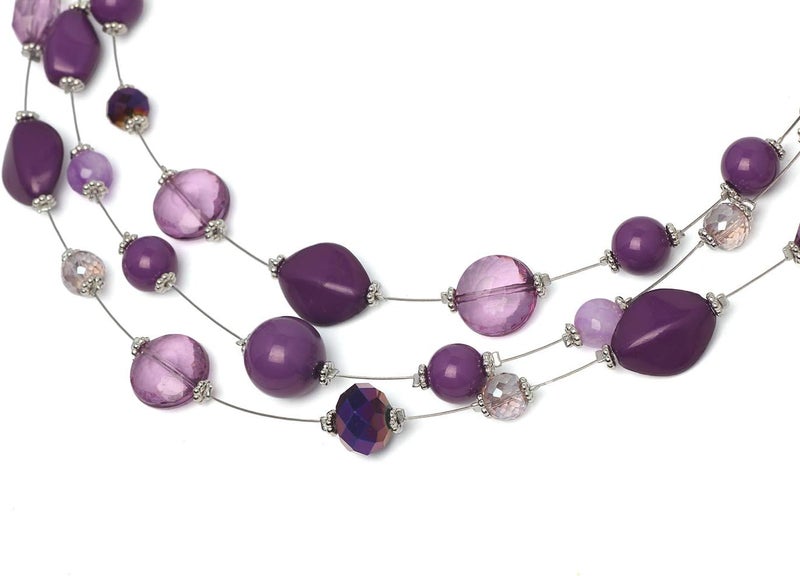 Coiris 3 Layers Illusion Wire Beaded Statement 19.5" Necklace for Women - Image 5