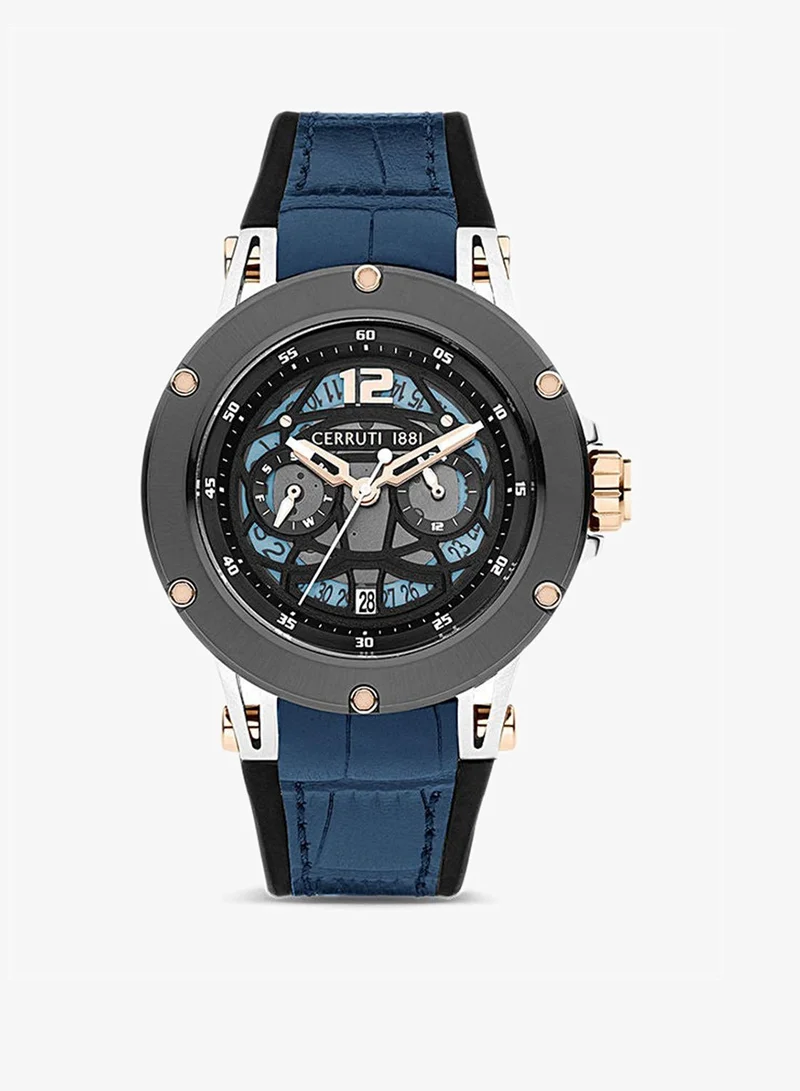 شيروتي 1881 Mens Round Shape Leather Band Analog Wrist Watch CIWGQ2224802 45 mm Black