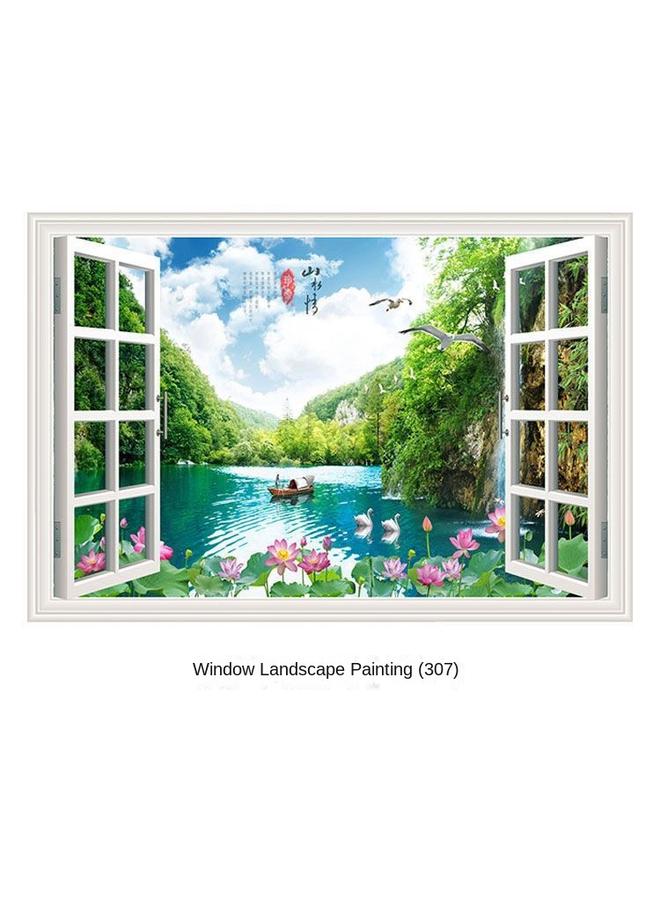 Bluejw Ci Yan Stickers Three-dimensional Fake Window Wall Stickers Decorative Painting Bedroom Living Room Dining Room Background Wall Self-adhesive Landscape Mural - Image 1