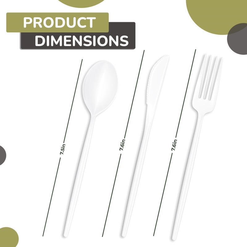 Trendables Disposable Plastic Cutlery - 120 Pack White Plastic Knives  Silverware Set - Image 5