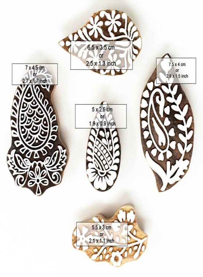 TwoGrams | Set of 5 | Wooden Indian Traditional Design Printing Stamps/Blocks for Printing Saree Border/Dresses/Craft Card Making/Scrapbook/Clay Pottery - Image 4