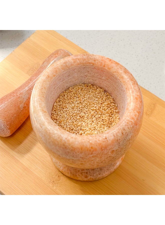 stone mortar and pestle set, multifunctional kitchen tool grinding bowl, suitable for food, fruits, spices, garlic pounding (pulverizing, mashing), traditional Chinese medicine powdering, etc., one-piece molding, non-slip bottom design, traditional manual pestle, natural crushing, environmentally friendly and durable 