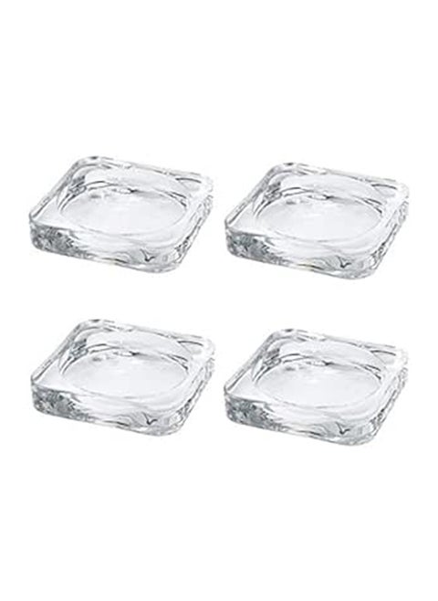 Clear Candle Dish Glass Square