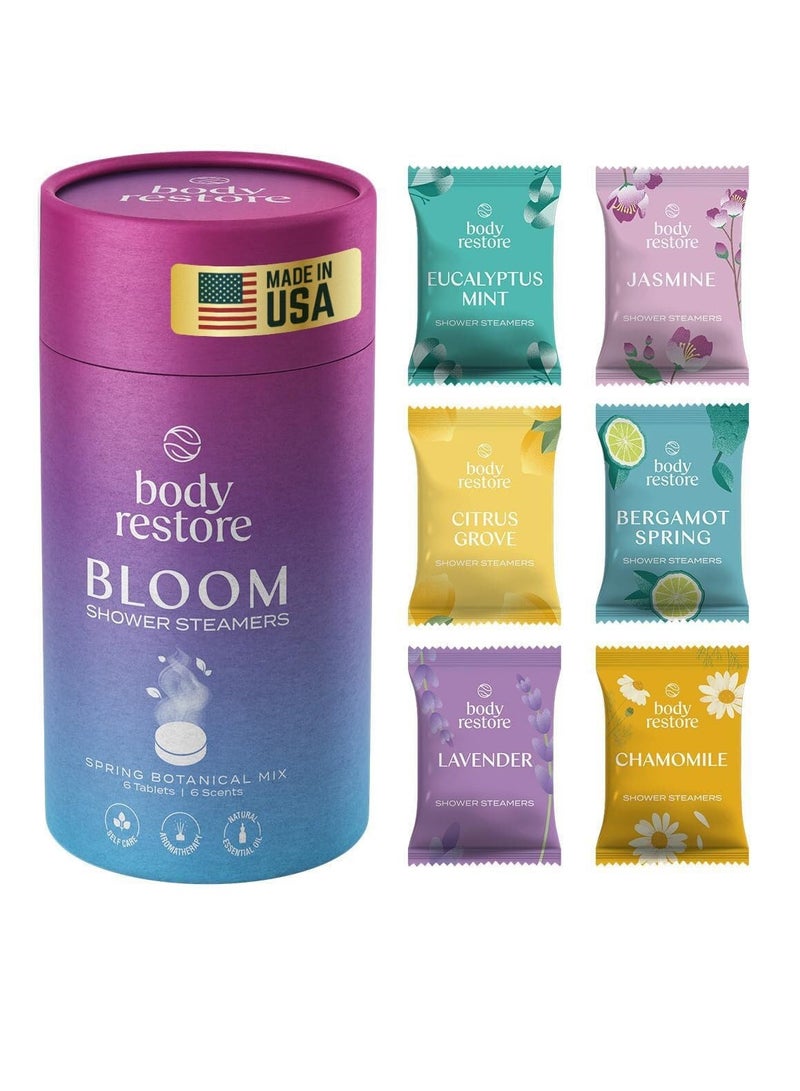 Body Restore Body Restore Shower Steamers Aromatherapy 6 Pack - Christmas Gifts for Women, Stocking Stuffers, Birthday Gifts for Mom, White Elephant Gift, Travel Essentials, Bath Bombs - Bloom - Image 1