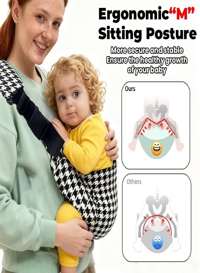 ROKTRY Newborn Baby Carrier Sling – Ergonomic Hands-Free Baby Wrap for Infants to Toddlers – Breathable Cotton Houndstooth Baby Sling – Adjustable Lightweight Baby Carrier Bag for Men & Women – Perfect Baby Shower Gift - Image 3
