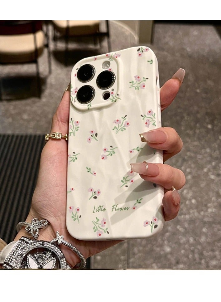 NIBEMINENT Floral Print Protective TPU Case Cover For IPhone 15 Plus, Antique White