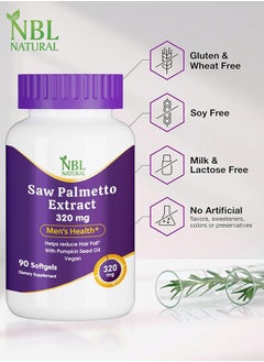 NBL Natural Saw Palmetto Extract 320 Mg With Pumpkin Seed Oil, 90 Softgels  - Image 5