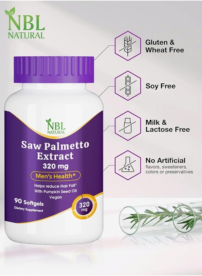 NBL Natural - Saw Palmetto Extract 320 Mg With Pumpkin Seed Oil, 90 Softgels - Image 1