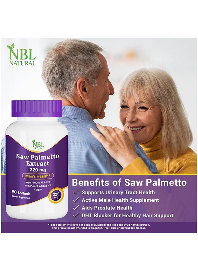 NBL Natural - Saw Palmetto Extract 320 Mg With Pumpkin Seed Oil, 90 Softgels - Image 1