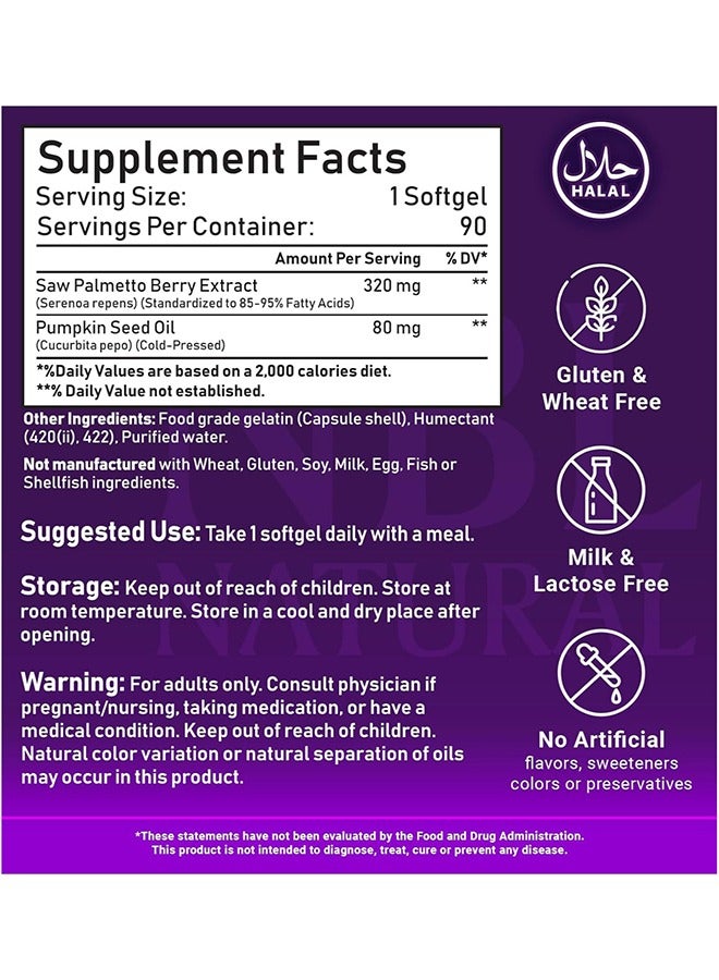 Nbl Natural -Saw Palmetto Extract 320Mg With Pumpkin Seed Oil Softgels 90'S