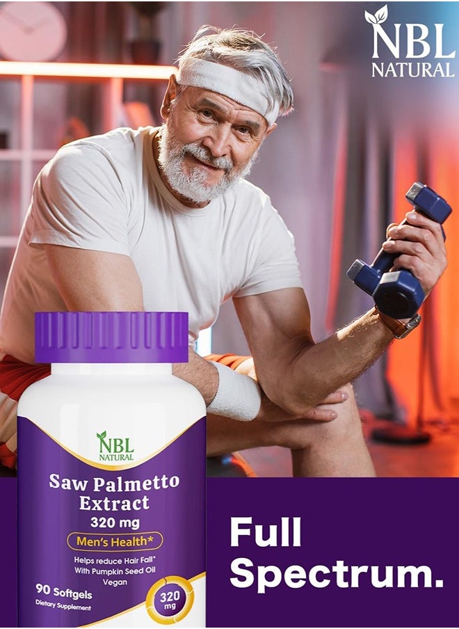 NBL Natural - Saw Palmetto Extract 320 Mg With Pumpkin Seed Oil, 90 Softgels - Image 1