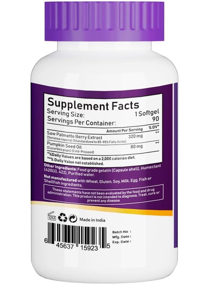 NBL Natural - Saw Palmetto Extract 320 Mg With Pumpkin Seed Oil, 90 Softgels - Image 1