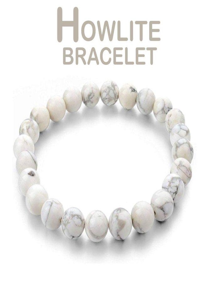 CA AGATE Howlite Bracelet 8 mm Crystal Stone Bracelet Round Shape for Reiki Healing and Stones - Image 4