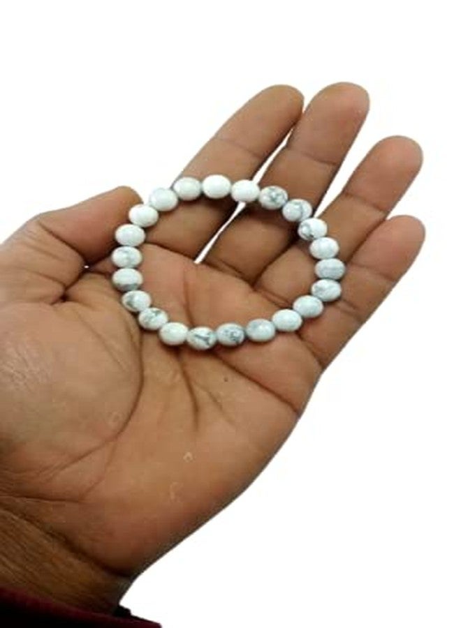 CA AGATE Howlite Bracelet 8 mm Crystal Stone Bracelet Round Shape for Reiki Healing and Stones - Image 5