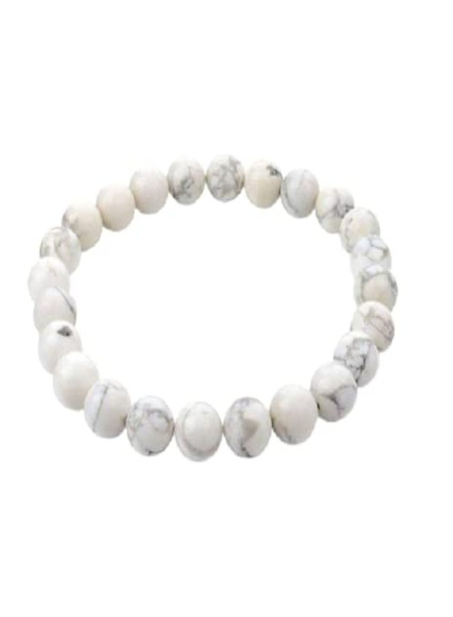 CA AGATE Howlite Bracelet 8 mm Crystal Stone Bracelet Round Shape for Reiki Healing and Stones - Image 1