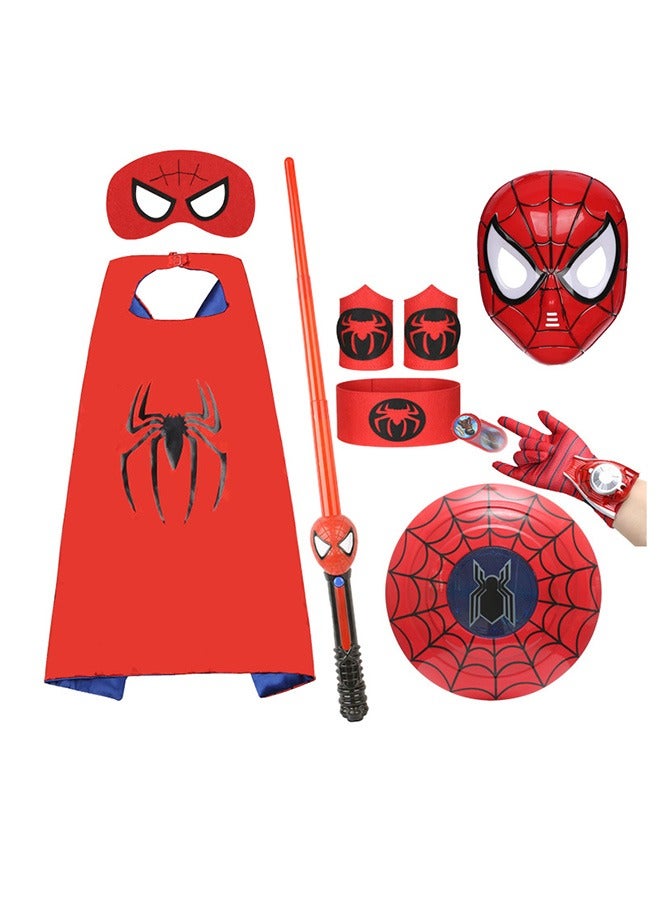 Spider cloak+shield+retractable sword+luminous mask+belt wrist guards+launcher