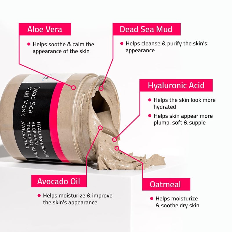 YEOUTH Dead Sea Mud Mask for Face with Hyaluronic Acid and Avocado Oil, Revitalizing Face Masks for Smoother Looking Skin 8oz - Image 5