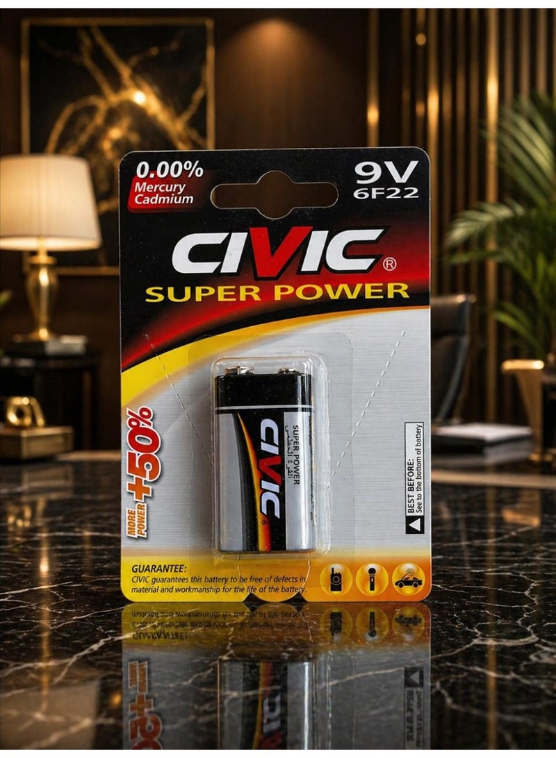 1 Pcs Civic Battery 6F22 9V for Household Items