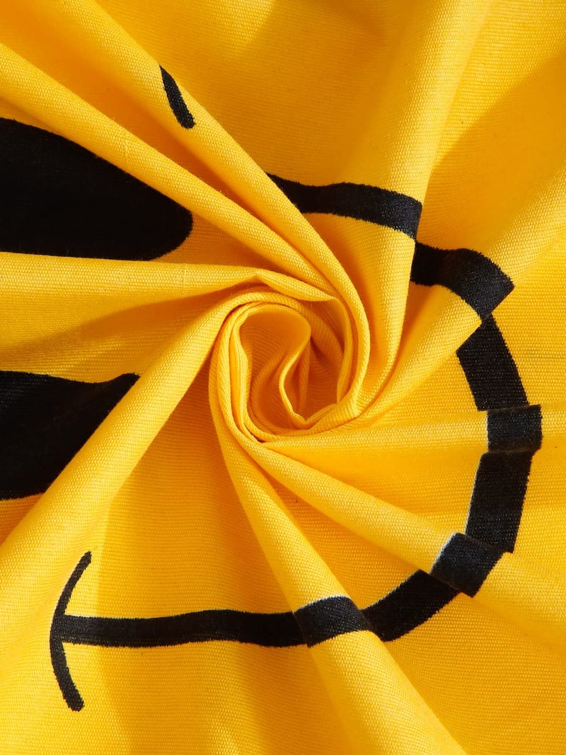 Fashion String 144 TC Microfibre Yellow Smiley Double Bedsheet with 2 Pillow Covers - Image 4