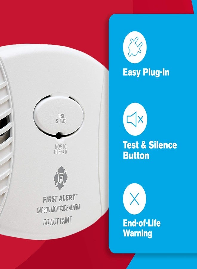 First Alert Carbon Monoxide Detector, Plug-In Alarm with Test & Silence Button, CO600, White, 1-Pack - Image 3