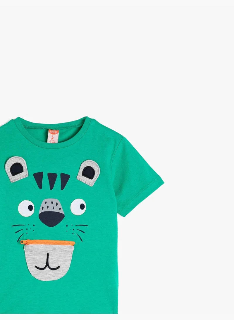 كوتون Round Neck Printed T-Shirt