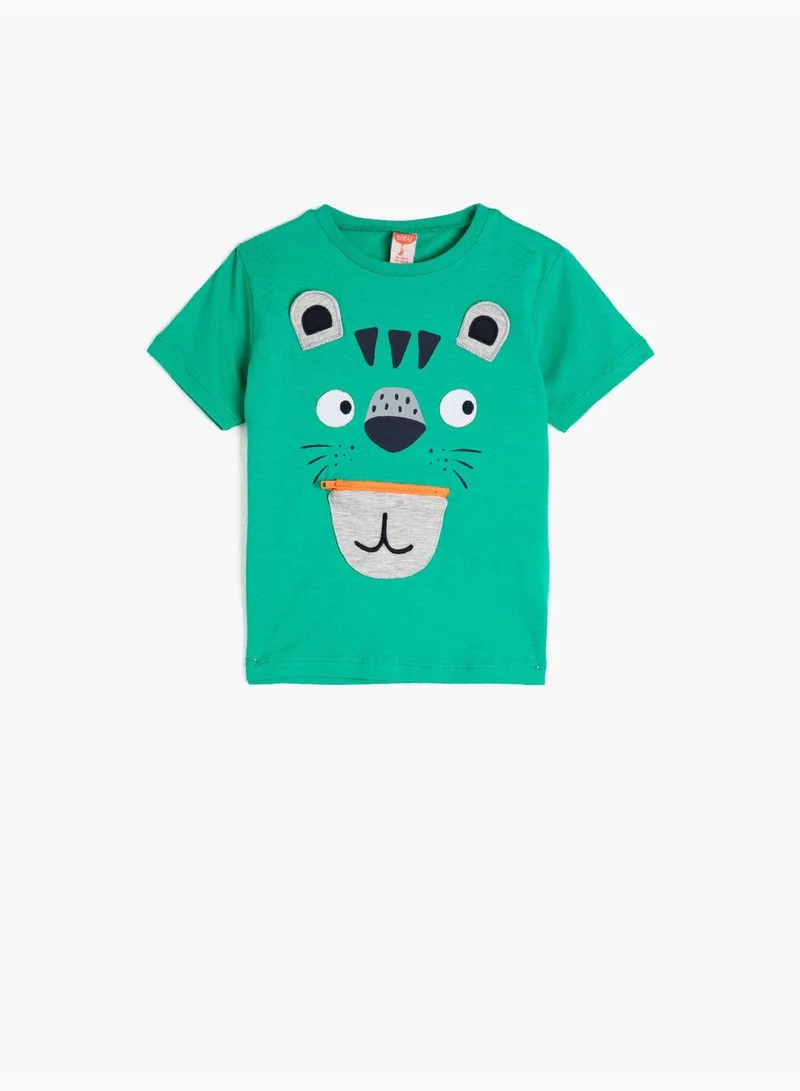 كوتون Round Neck Printed T-Shirt