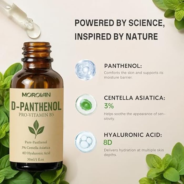 Morovan D-Panthenol Liquid: Pro-Vitamin B5 Concentrate, Cosmetic Grade Dexpanthenol for Skin Hydration, Multi-Use for DIY Face, Hair, Nail Serums & Moisturizers 1 fl oz - Image 4