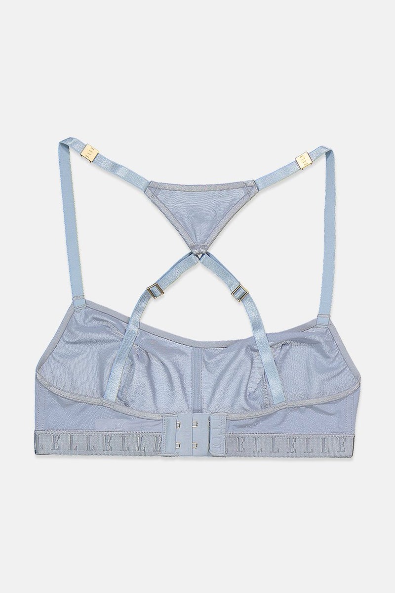 ELLE Women Non Padded Unlined Mesh Bra, Blue Fog - Image 2