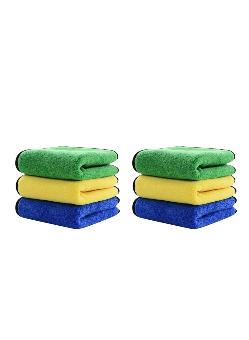 6 PCS Car Cleaning Cloths 30x40 CM Cars Drying Towel with Hook Strong Water Absorption Polishing Washing Tool for Cars, Boats and Home - Image 1