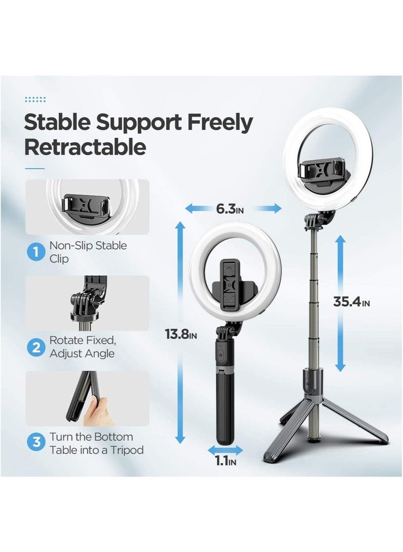 Selfie Ring Light Tripod Bluetooth Selfie Stick,Cell Phone Holder LED Selfie Light Stand for Live Stream Photography - Image 2