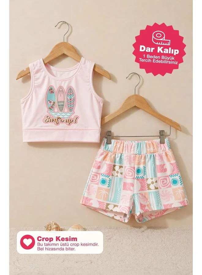 zuzunga Surf Printed Crop Girls' Swim Bikini Set