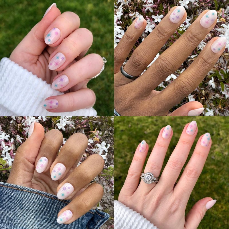 Olive & June Mani Maximalist Instant Press-On Nails | (Glue) Short Almond | 42 Fake Nails | Non-Toxic, Long-Lasting Big, Bold Gorgeous Realistic Look | Salon-Quality at Home | Sparkle Party - Image 5
