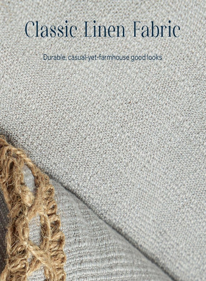 Phantoscope Pack of 2 Farmhouse Decorative Throw Decorative Pillow Cover Burlap Linen Trimmed Tailored Edges, Flax Gray, 18 x 18 inches, 45 x 45 cm - Image 2