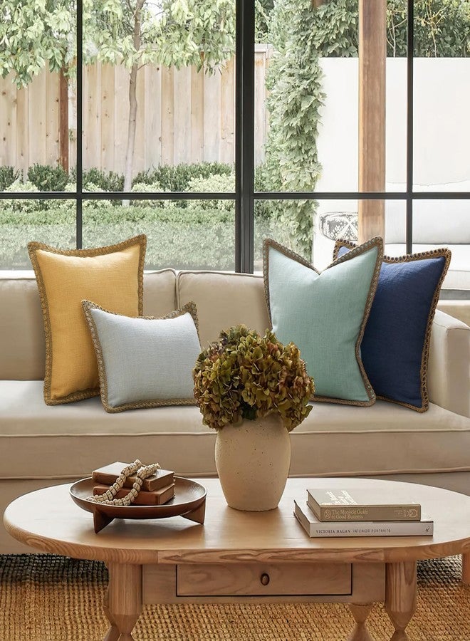 Phantoscope Pack of 2 Farmhouse Decorative Throw Decorative Pillow Cover Burlap Linen Trimmed Tailored Edges, Flax Gray, 18 x 18 inches, 45 x 45 cm - Image 5