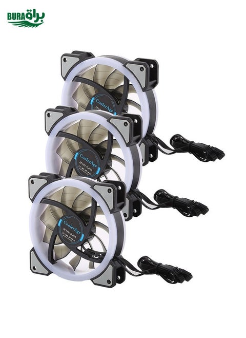 3 PCS CoolerAge DC 12V - 0.25A 2500PRM Remote Cotrol Computer Cooler Cooling Case Fan with Adjust LED