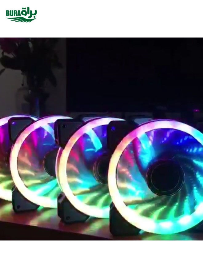 BURAQ - 3 PCS CoolerAge DC 12V - 0.25A 2500PRM Remote Cotrol Computer Cooler Cooling Case Fan with Adjust LED - Image 1