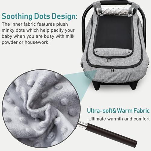 YVMVDV Waterproof Baby Car Seat Cover，YVMVDV Patented Cold Weather Carseat Cover for Babies,Infant Car Seat Cover Canopy for Boy Girls,Windproof Car Seat Canopy for Boys & Girls, Keeps Babies Warm - Image 4