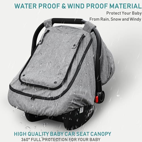 YVMVDV Waterproof Baby Car Seat Cover，YVMVDV Patented Cold Weather Carseat Cover for Babies,Infant Car Seat Cover Canopy for Boy Girls,Windproof Car Seat Canopy for Boys & Girls, Keeps Babies Warm - Image 2