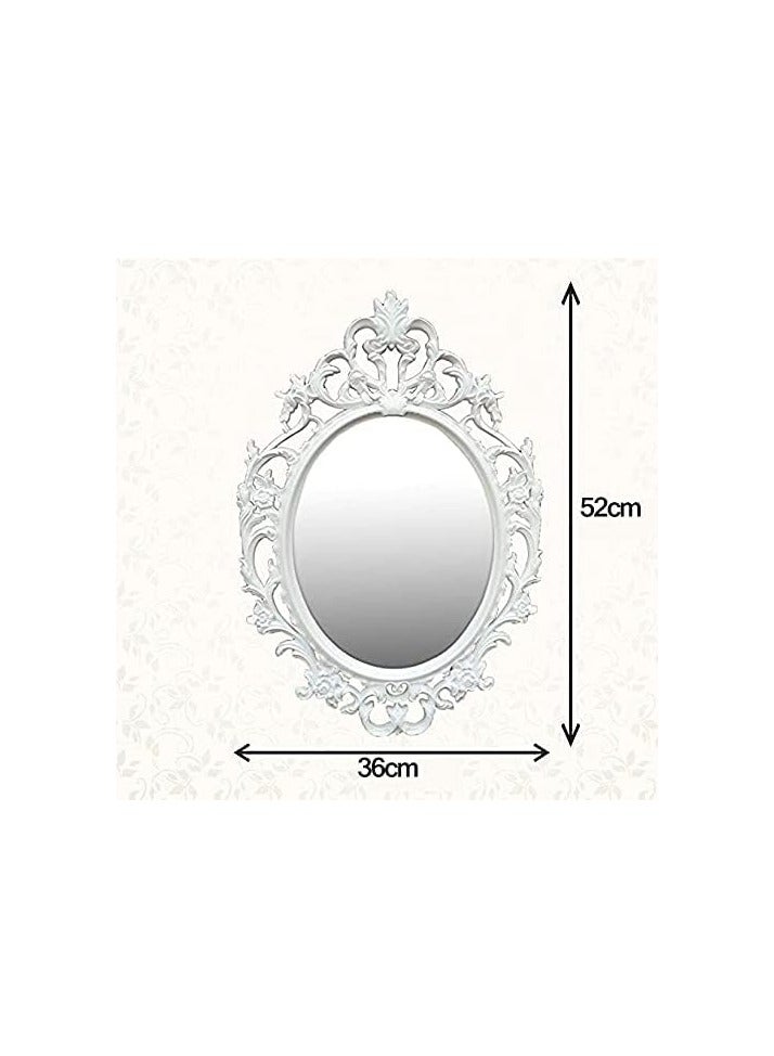 FFD Oval Vintage Wall Mirror - French Country Charm for Living Room, Kitchen, Bedroom, or Hallway - Timeless Beauty for Wall or Table Display