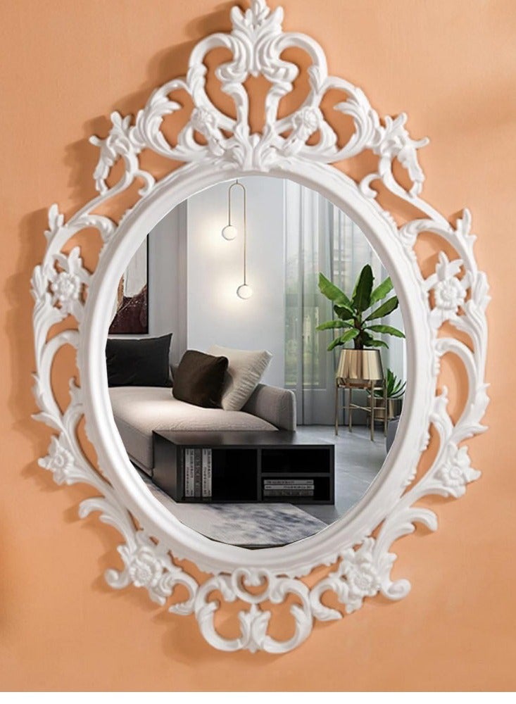 FFD Oval Vintage Wall Mirror - French Country Charm for Living Room, Kitchen, Bedroom, or Hallway - Timeless Beauty for Wall or Table Display
