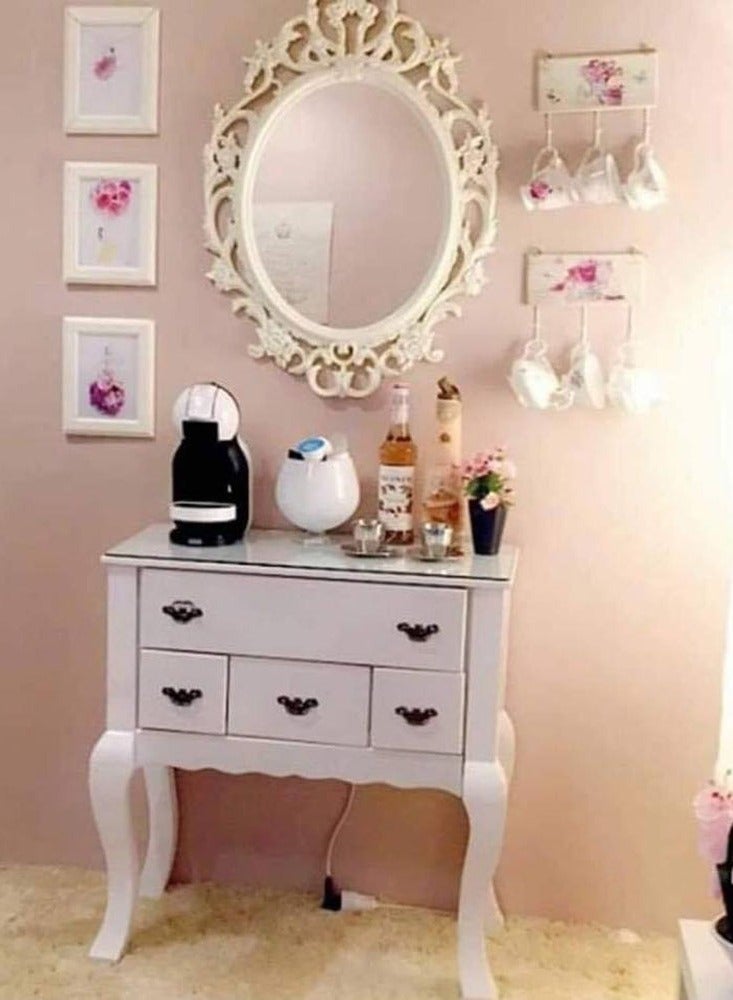 FFD Oval Vintage Wall Mirror - French Country Charm for Living Room, Kitchen, Bedroom, or Hallway - Timeless Beauty for Wall or Table Display