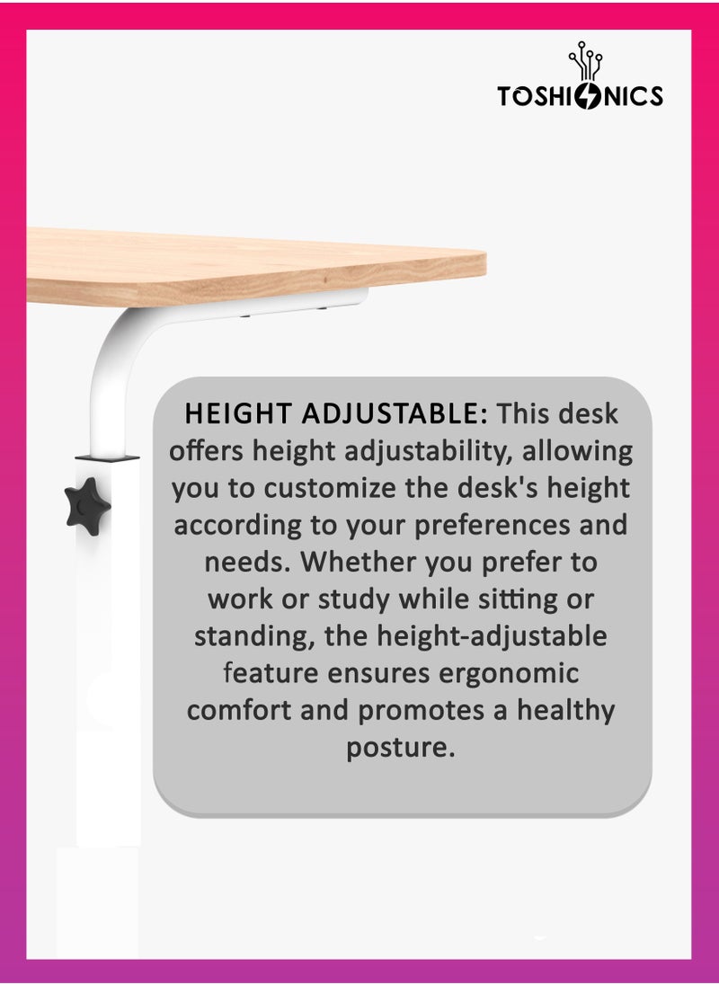 Upgraded Adjustable Laptop Desk – Sturdy Metal Base, Portable & Multi-Purpose Computer Table | Height Adjustable, Movable Overbed, Sofa, Coffee, Study, Workstation & Bedside Table for Home & Office