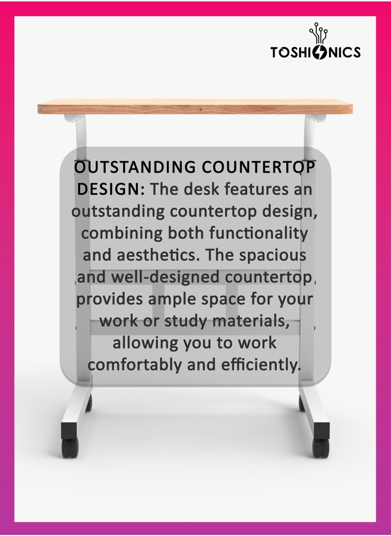 Upgraded Adjustable Laptop Desk – Sturdy Metal Base, Portable & Multi-Purpose Computer Table | Height Adjustable, Movable Overbed, Sofa, Coffee, Study, Workstation & Bedside Table for Home & Office